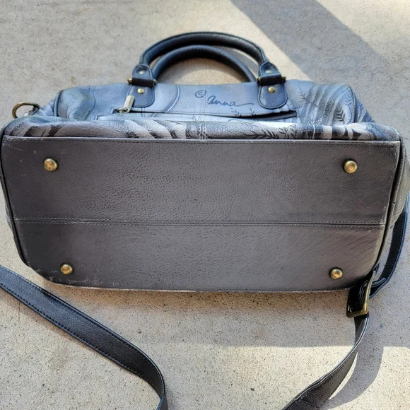 Anna by Anuschka African Leopard Genuine Leather Crossbody Satchel Hand-Painted - Picture 7 of 13